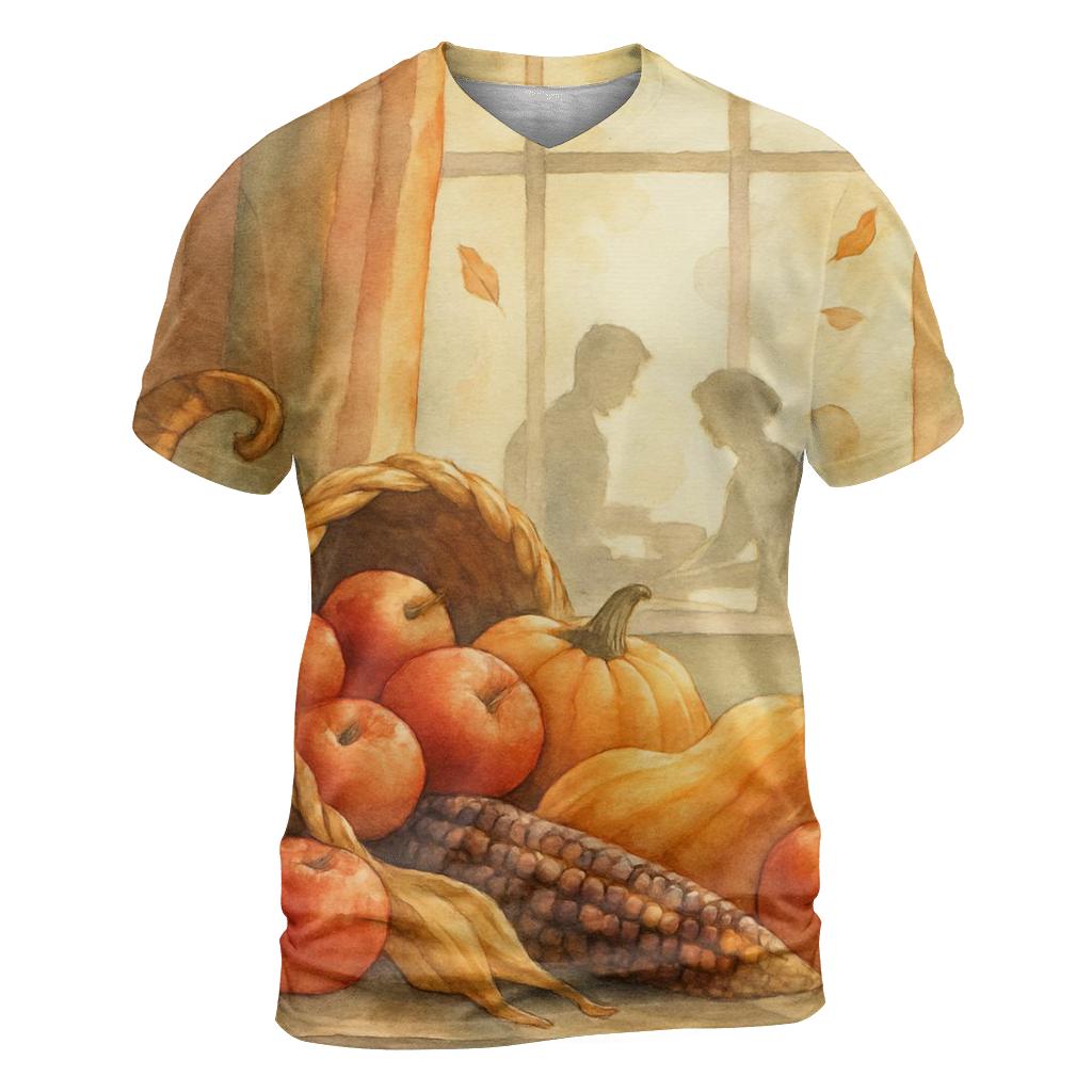 Cornucopia Window Glow vibrant all-over design tees