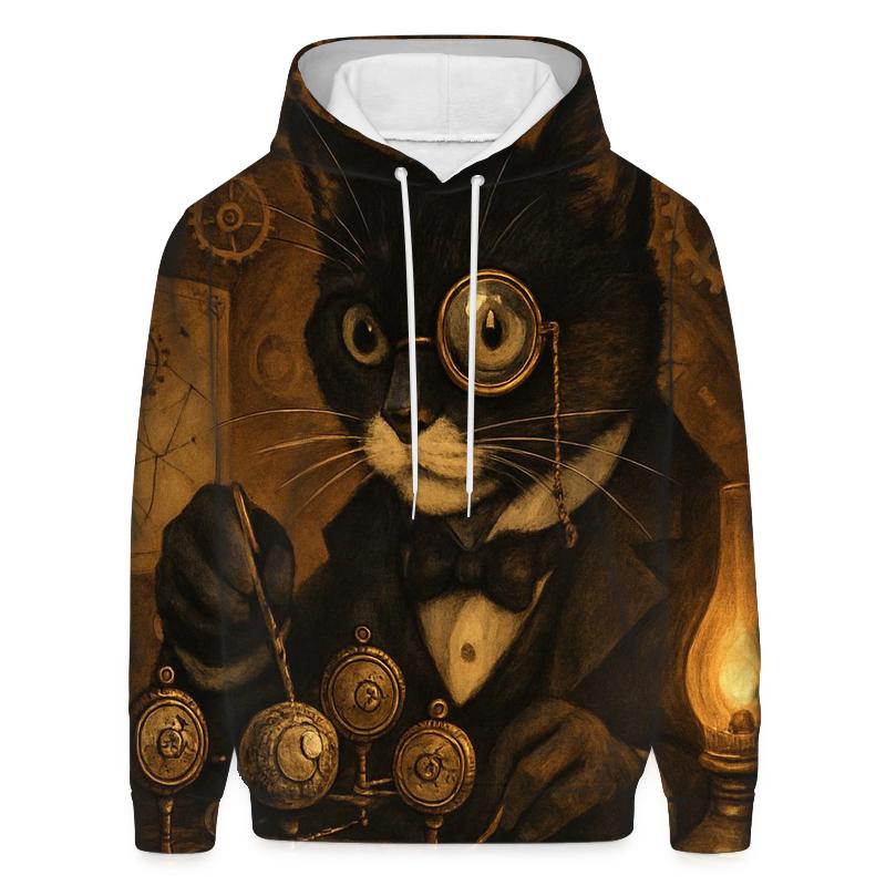 Victorian Clockwork Tuxedo Cat pullover hoodies