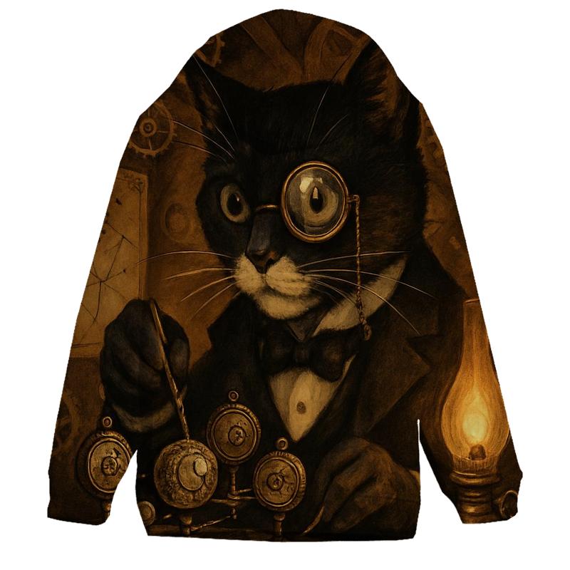 Victorian Clockwork Tuxedo Cat pullover hoodies