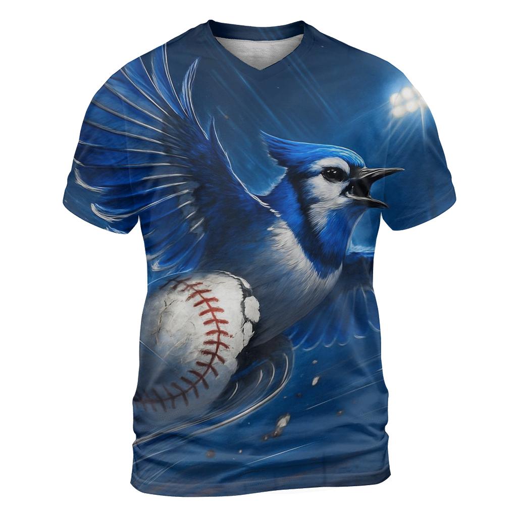 Blue Jays Flight Trail artistic all-over print tops
