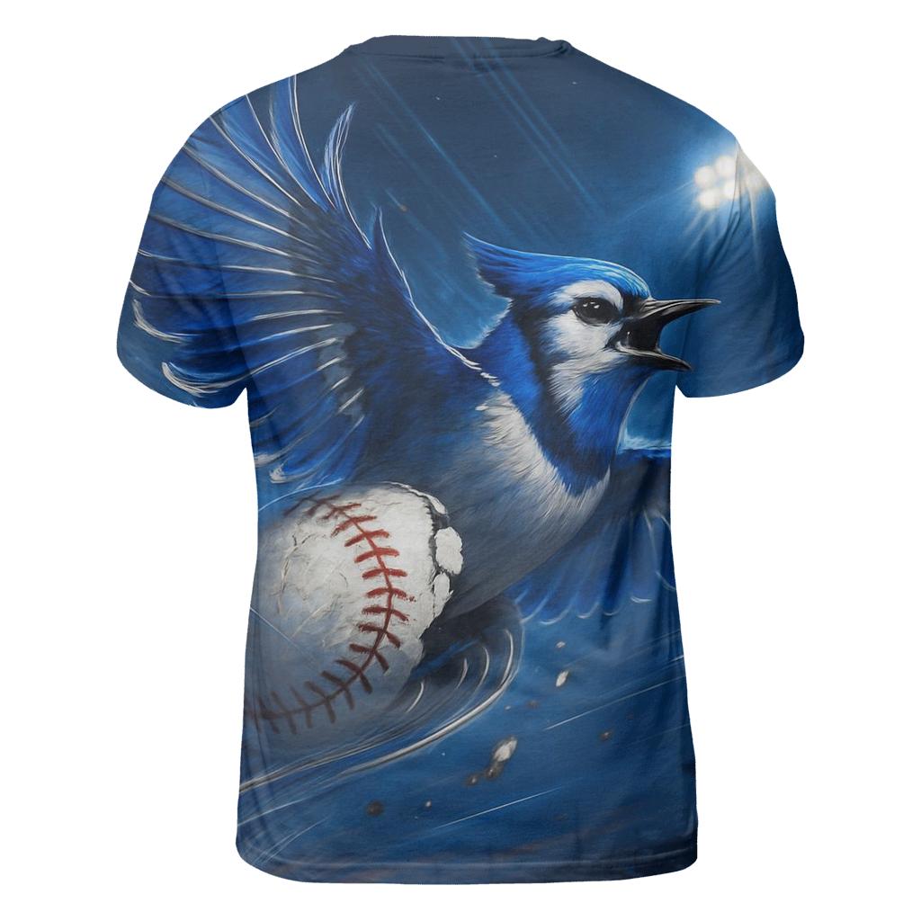 Blue Jays Flight Trail artistic all-over print tops