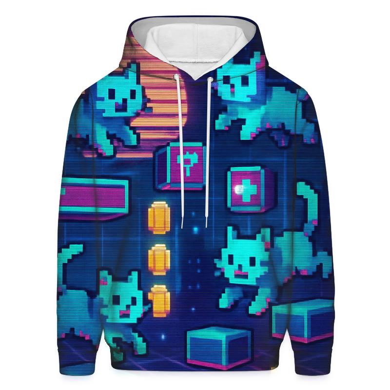 Retro Arcade Pixel Cats graphic hoodies