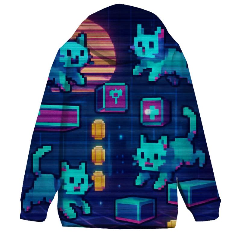 Retro Arcade Pixel Cats graphic hoodies