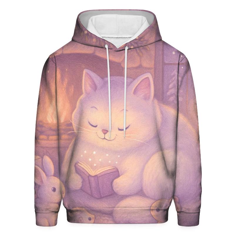 Fireplace Storytime With Snowcat zip-up hoodies