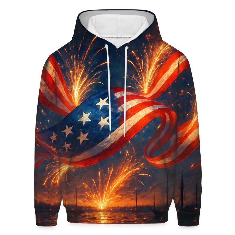 Fireworks Ribbon Surge printed hoodies