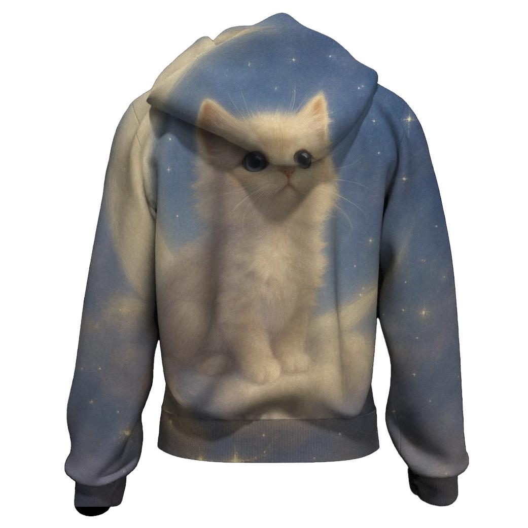 Moonlit Cloud Kitten embroidered hoodies