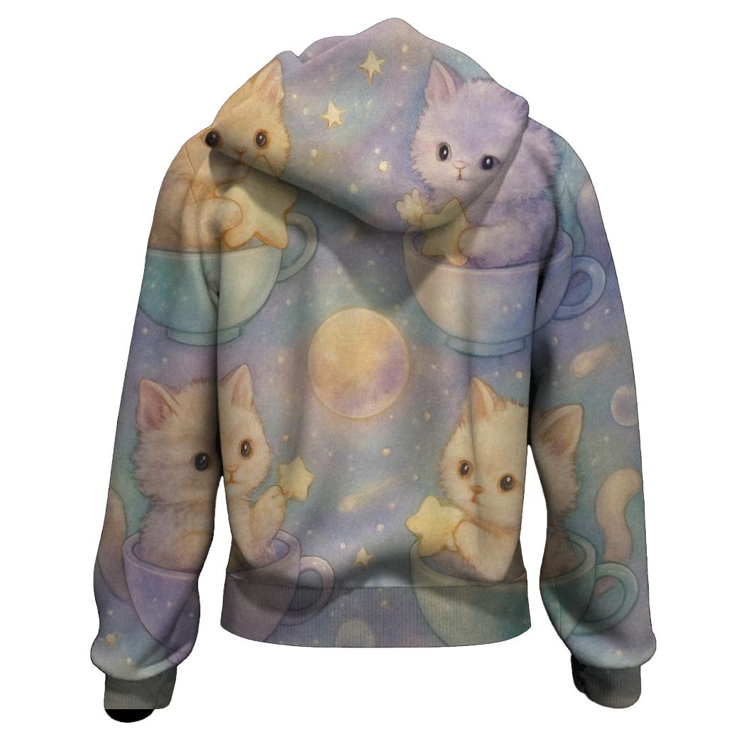 Cosmic Tea Party Kittens zip-up hoodies