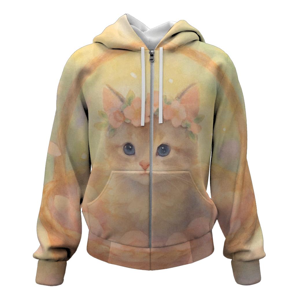 Blossom Crown Kitten graphic hoodies