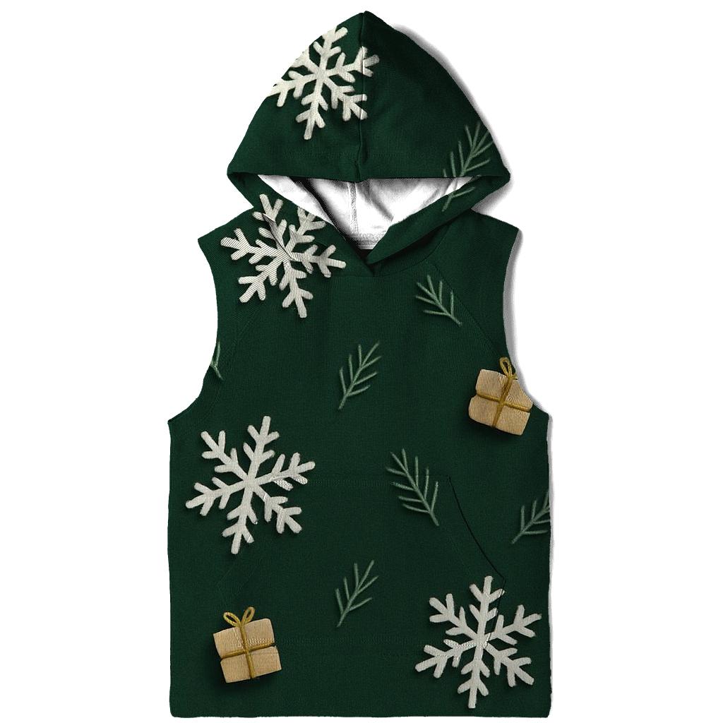 White Snowflake Scatter On Forest Green Background heavyweight hoodies