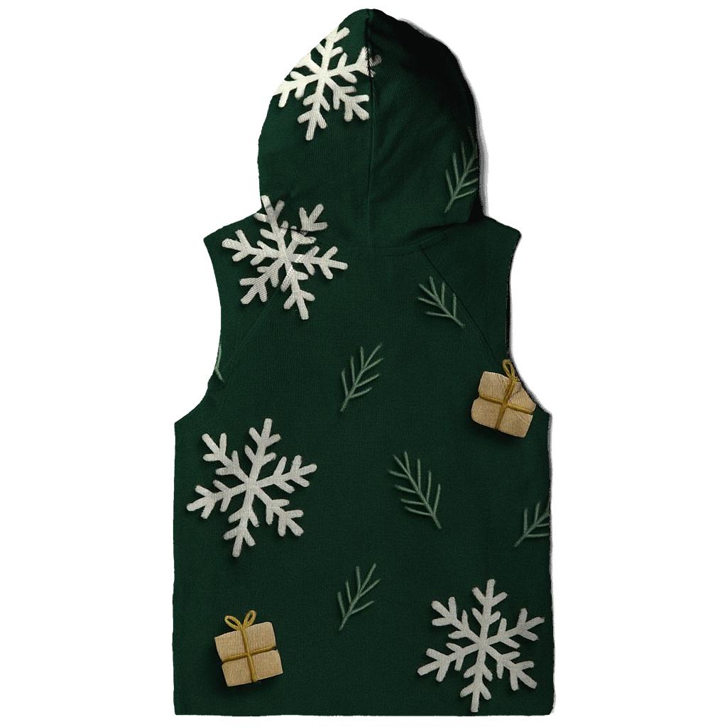 White Snowflake Scatter On Forest Green Background heavyweight hoodies