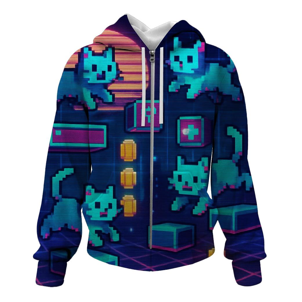 Retro Arcade Pixel Cats hoodie trends