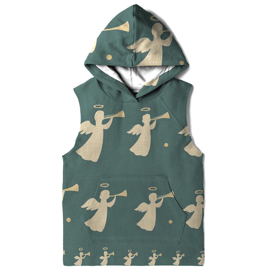 Ivory Angel Motif Progression On Teal Background heavyweight hoodies