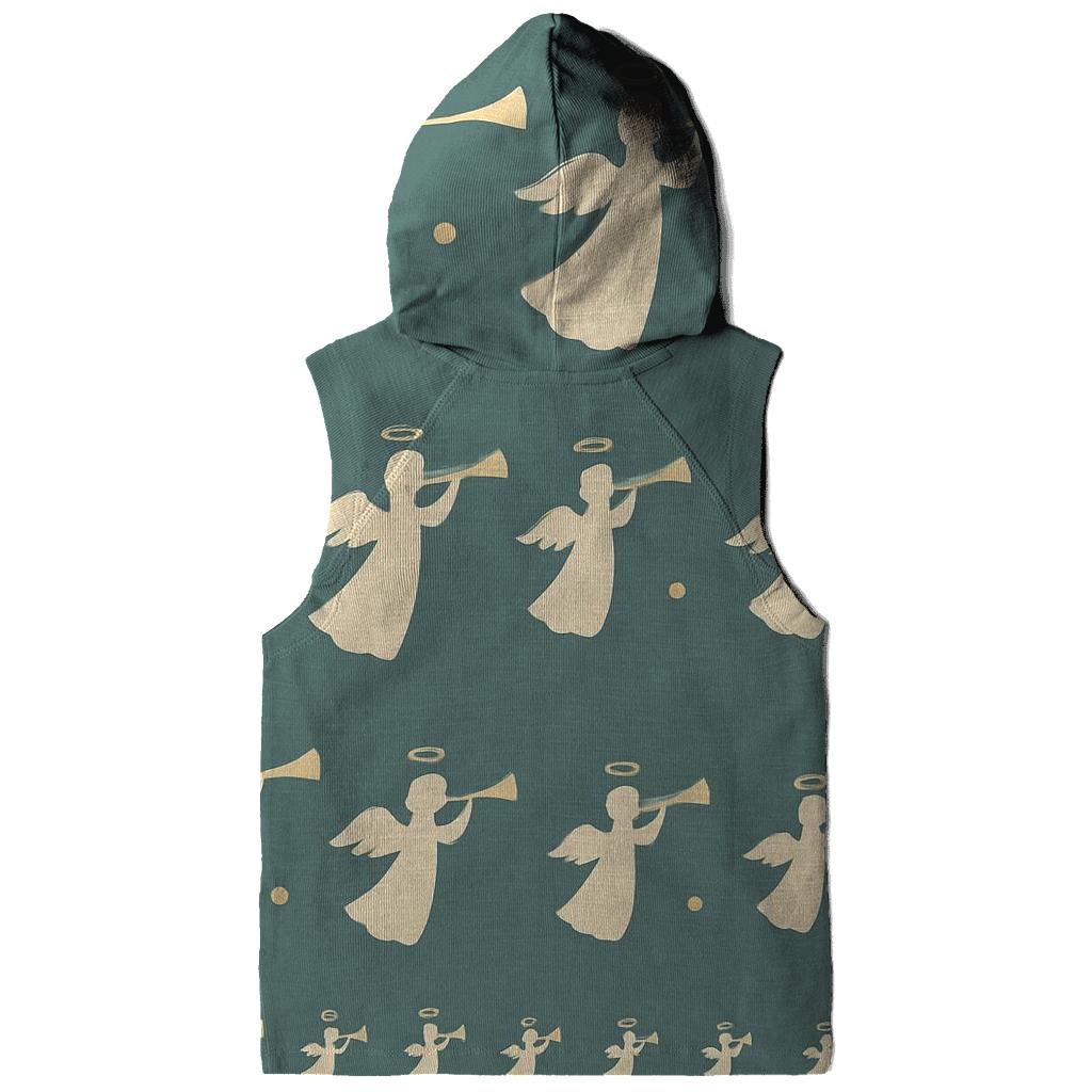 Ivory Angel Motif Progression On Teal Background heavyweight hoodies