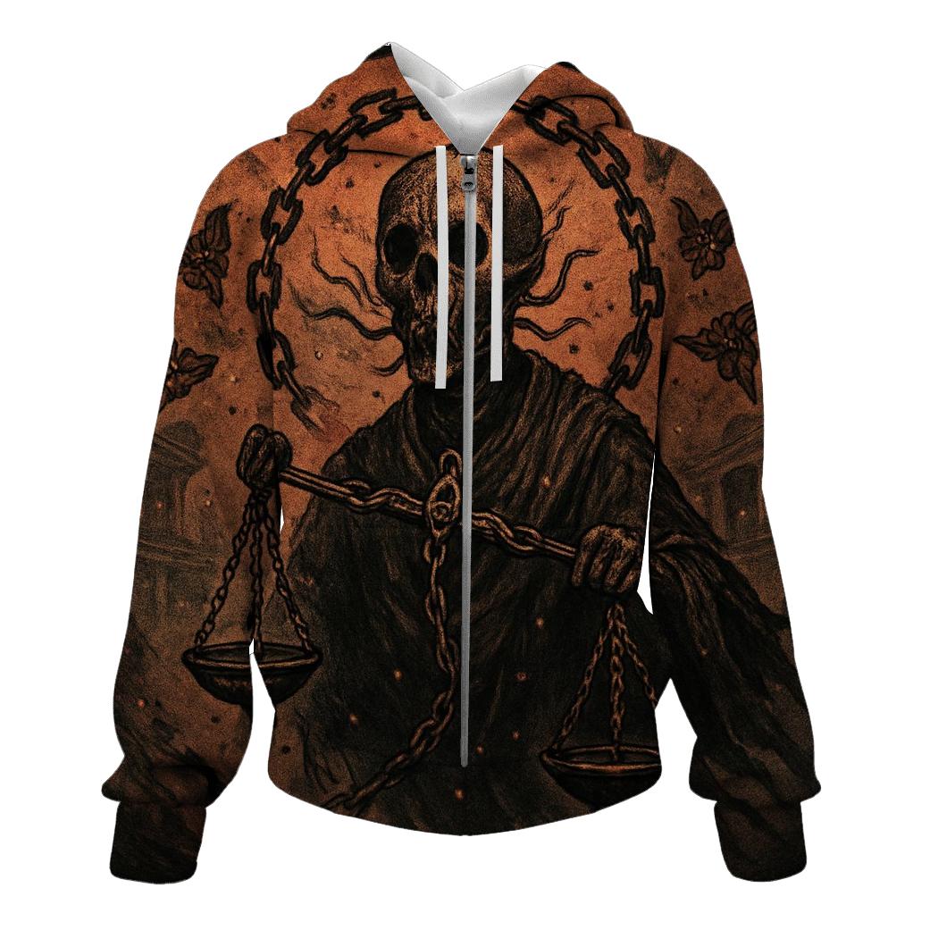 Chained Skeleton Adjudicator premium hoodies