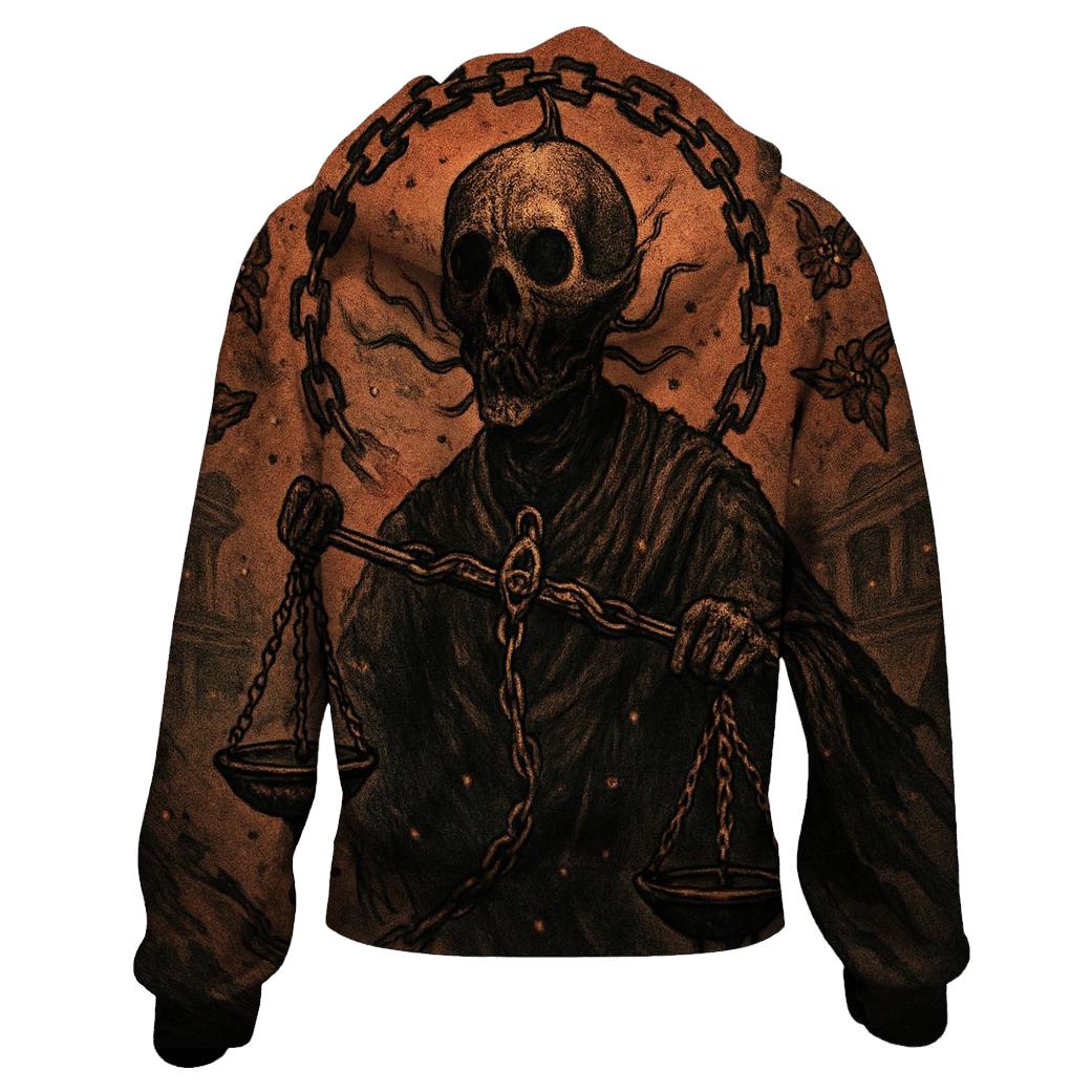 Chained Skeleton Adjudicator premium hoodies