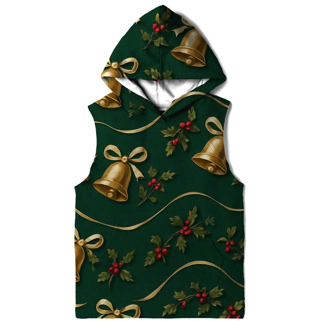 Gold Bell Wave On Dark Green Background printed hoodies