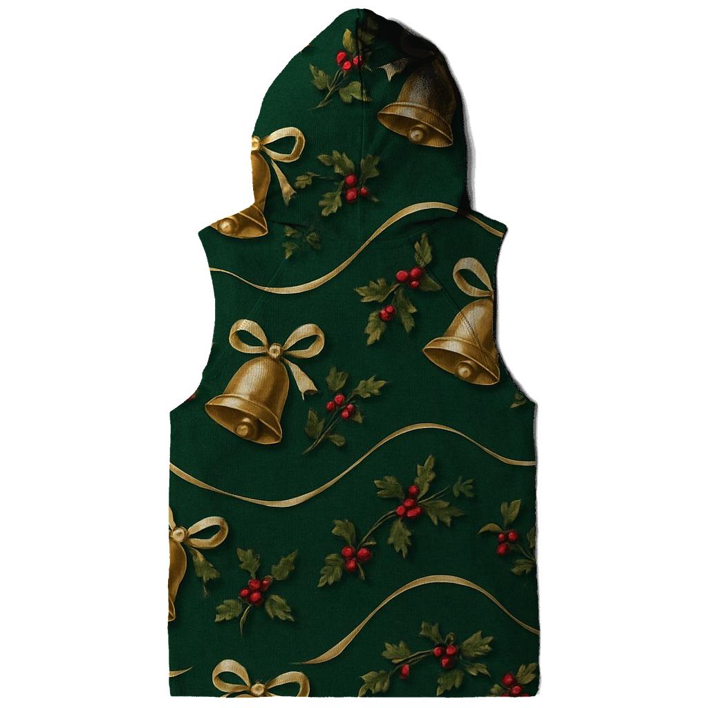 Gold Bell Wave On Dark Green Background printed hoodies