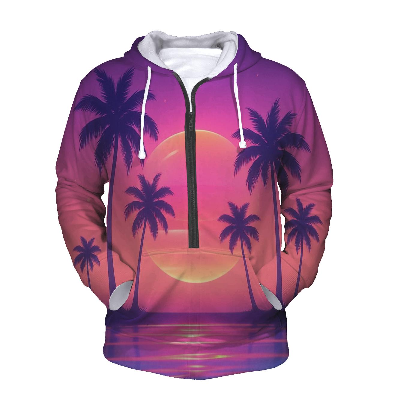 Vaporwave Palm Reverie pullover hoodies
