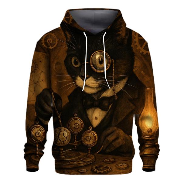 Victorian Clockwork Tuxedo Cat custom hoodies