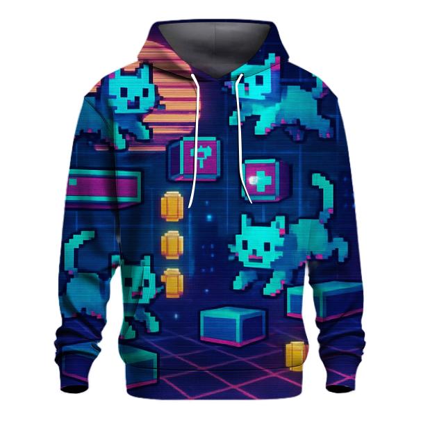 Retro Arcade Pixel Cats hoodie designs