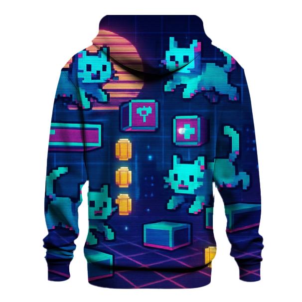 Retro Arcade Pixel Cats hoodie designs