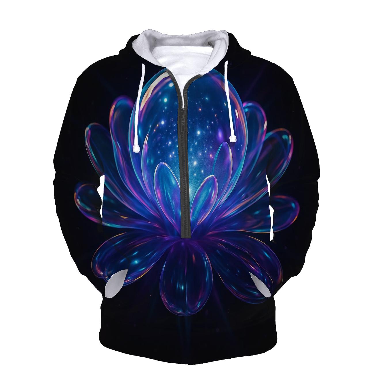 Iridescent Orb Bloom embroidered hoodies