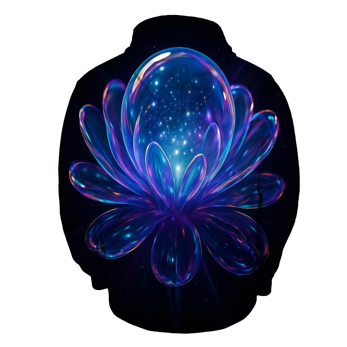Iridescent Orb Bloom embroidered hoodies