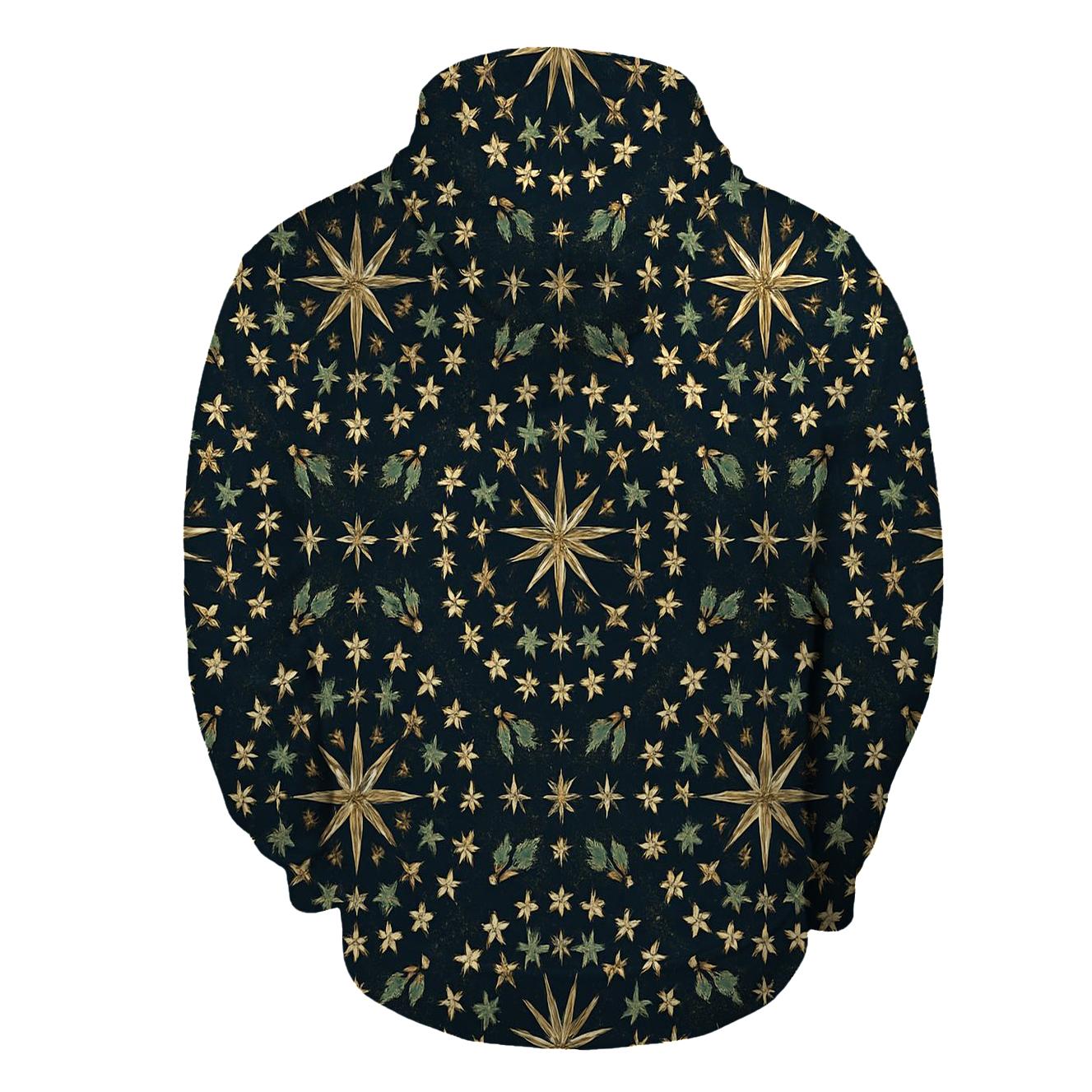 Golden Star Radial On Navy Blue Background printed hoodies