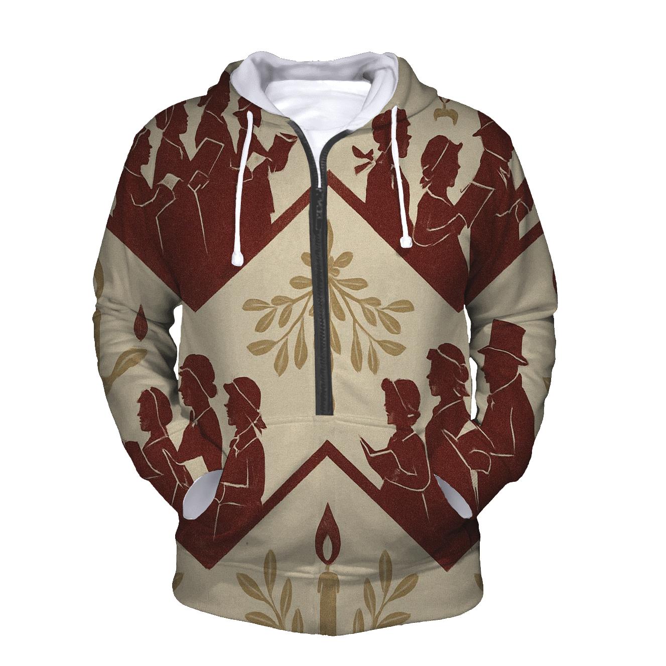 Burgundy Carolers Chevron On Ivory Background designer hoodies