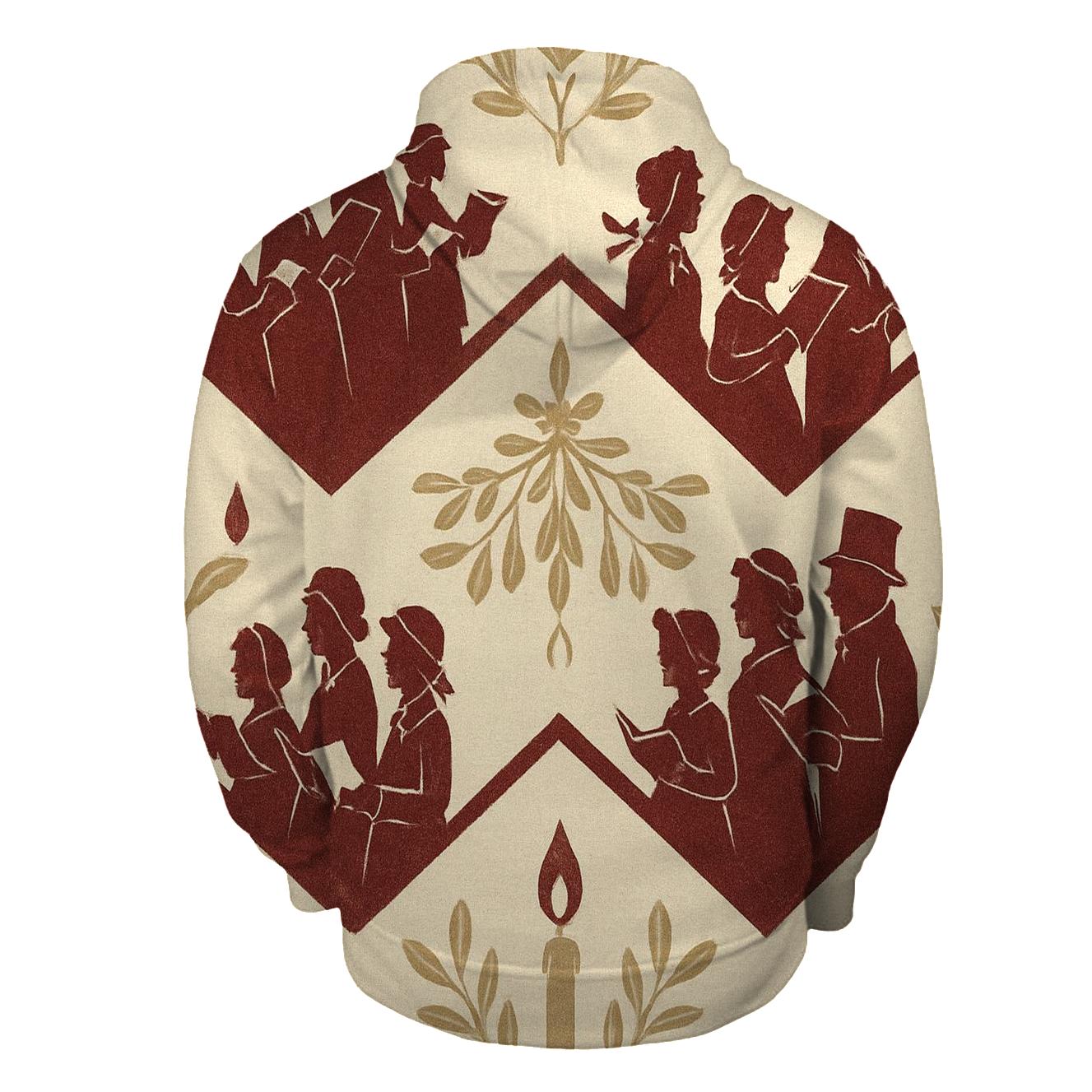 Burgundy Carolers Chevron On Ivory Background designer hoodies