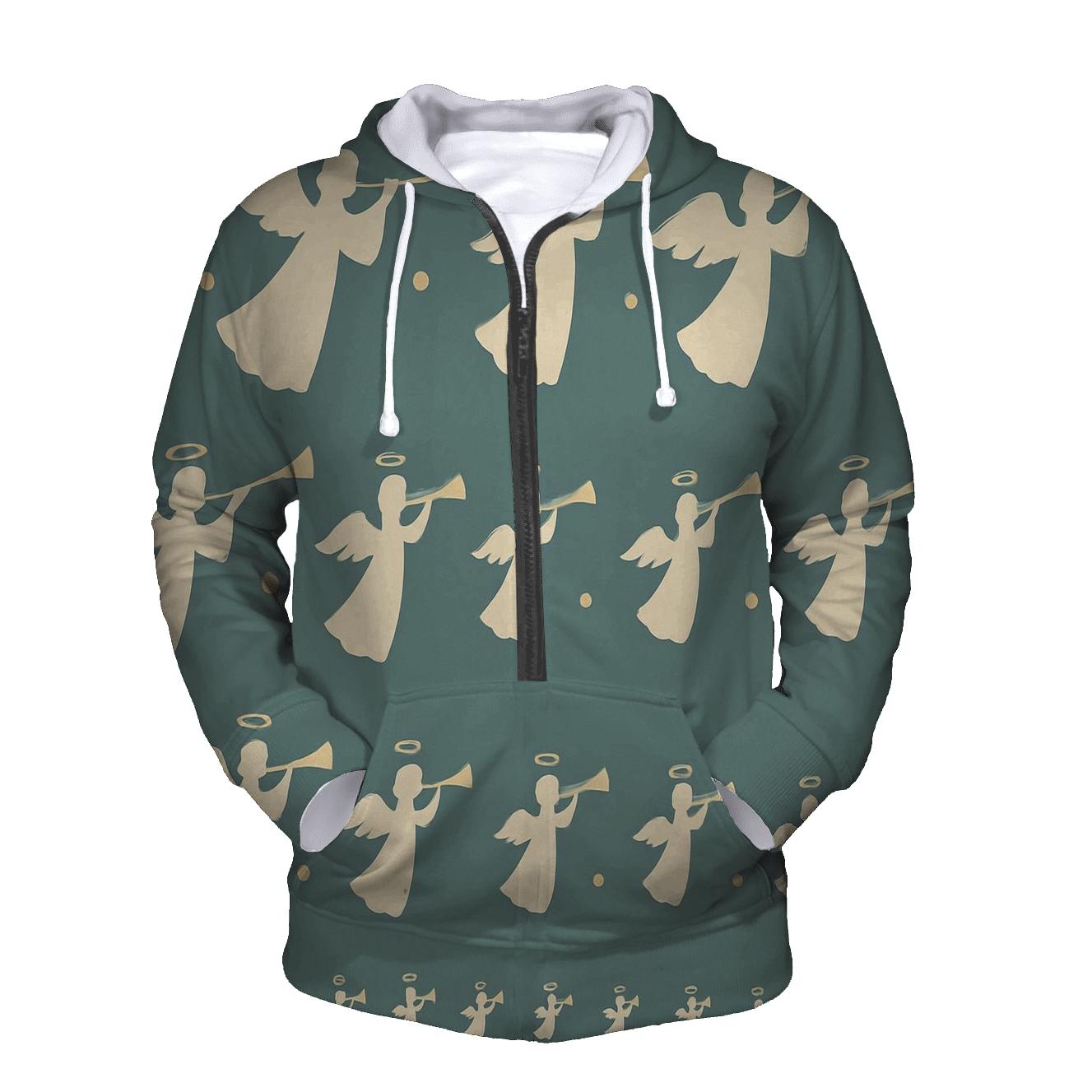 Ivory Angel Motif Progression On Teal Background hoodie trends