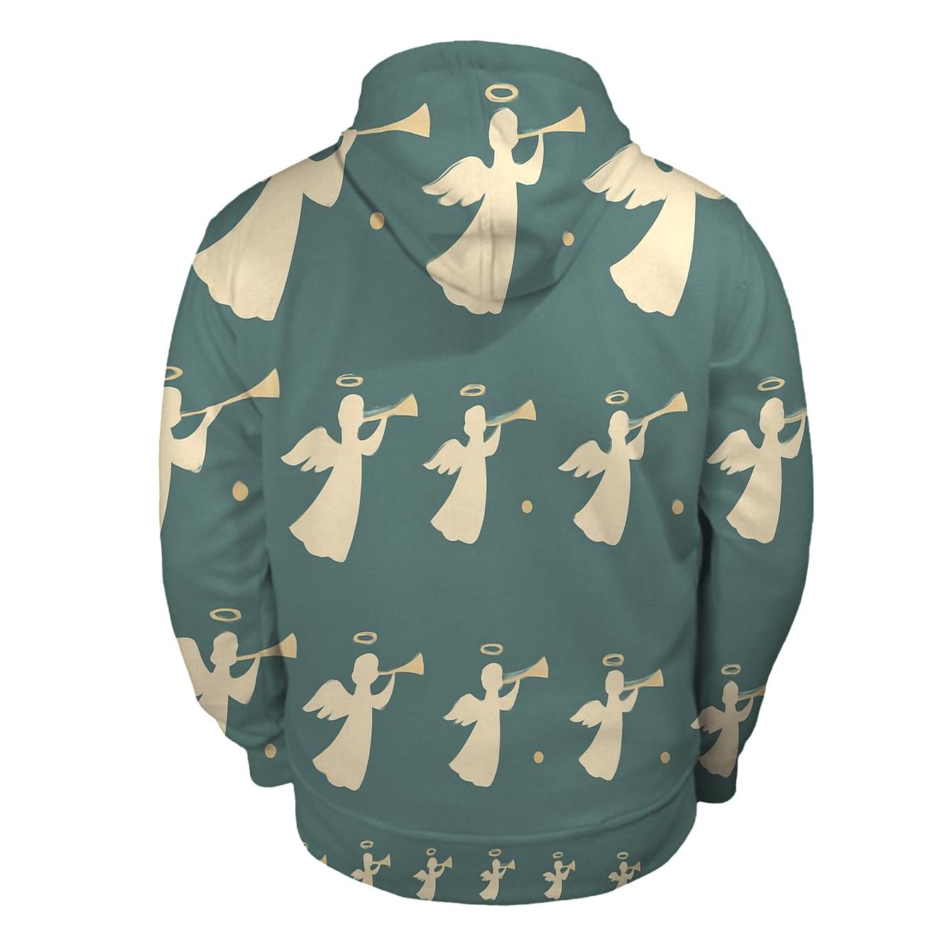 Ivory Angel Motif Progression On Teal Background hoodie trends