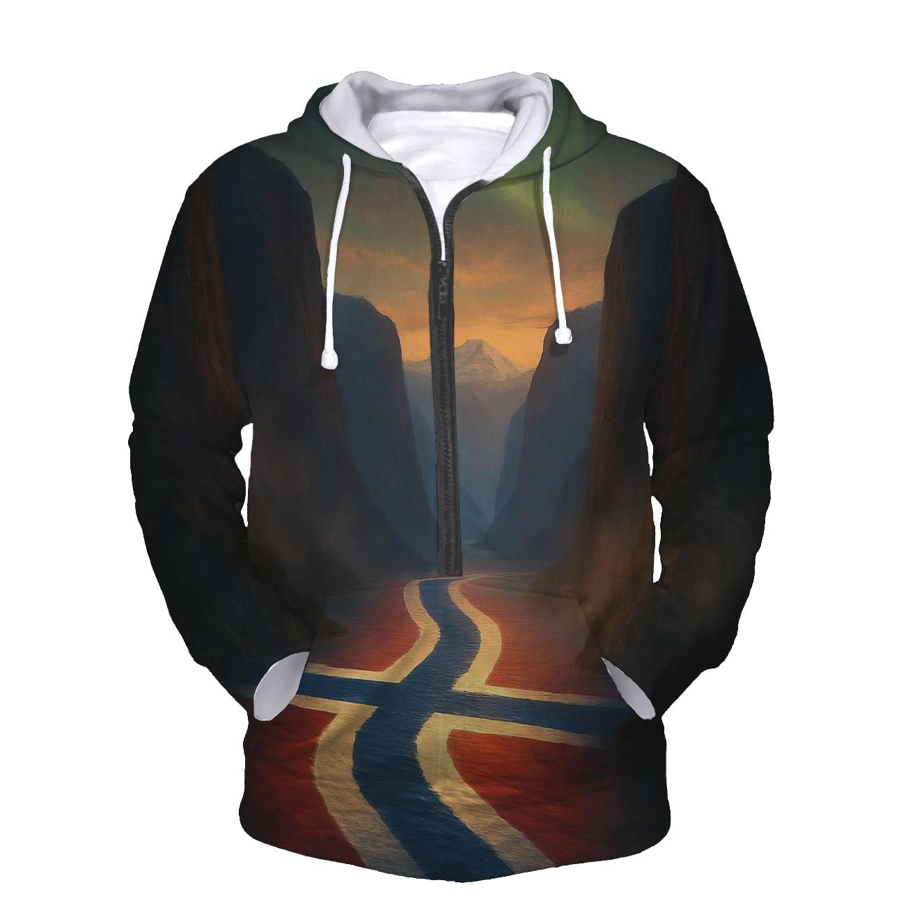 Norway Fjord Flagscape heavyweight hoodies