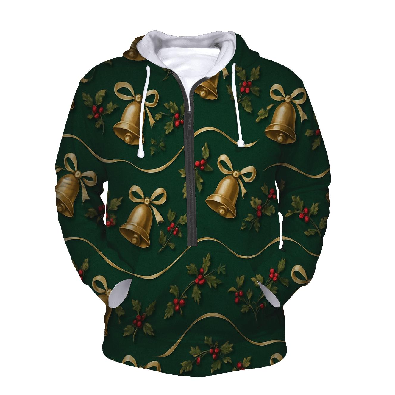 Gold Bell Wave On Dark Green Background graphic hoodies