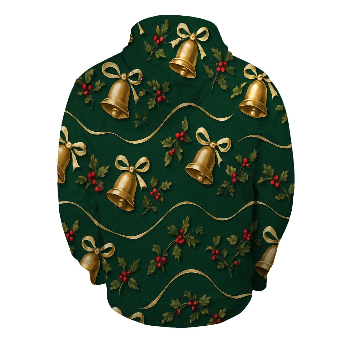Gold Bell Wave On Dark Green Background graphic hoodies