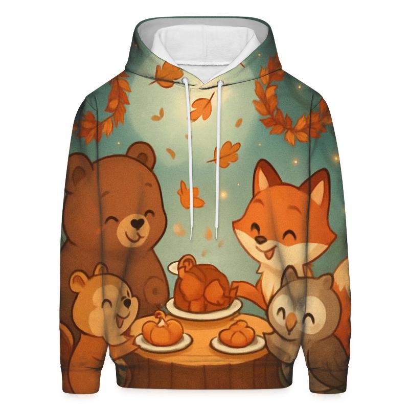 Woodland Feast Quartet printed hoodies