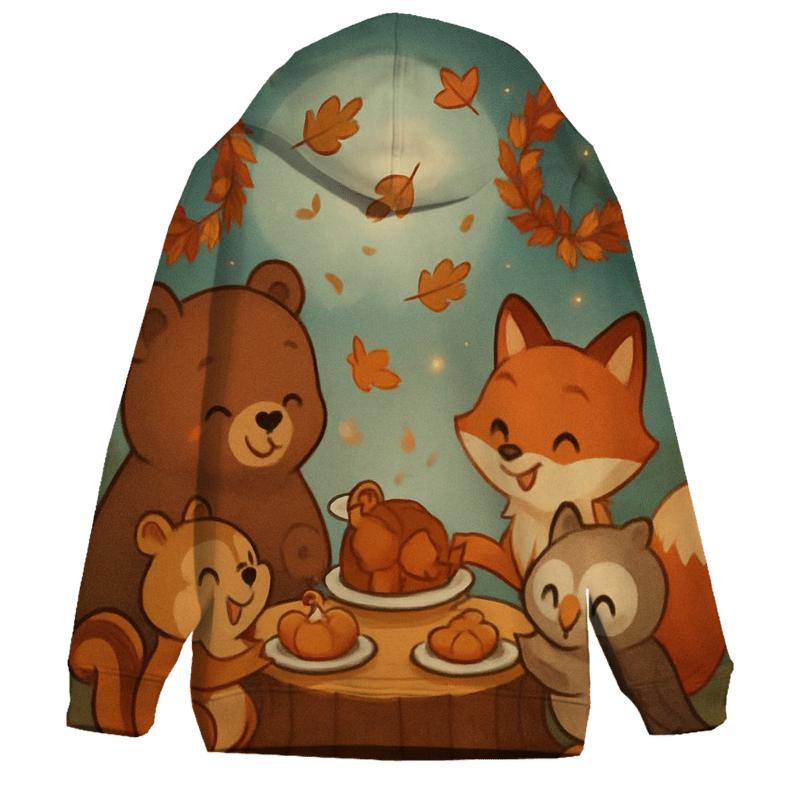 Woodland Feast Quartet printed hoodies
