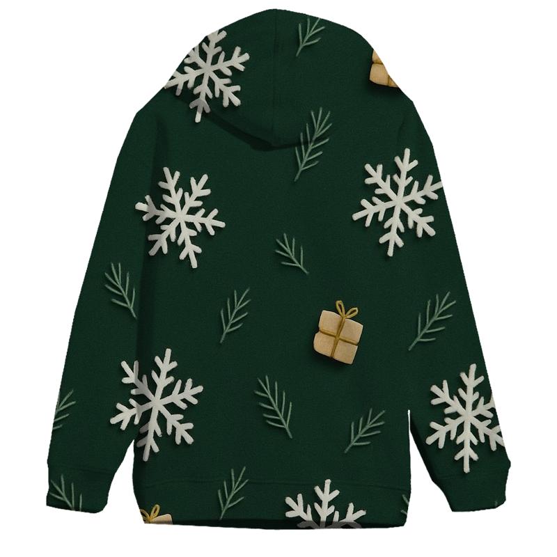 White Snowflake Scatter On Forest Green Background graphic hoodies