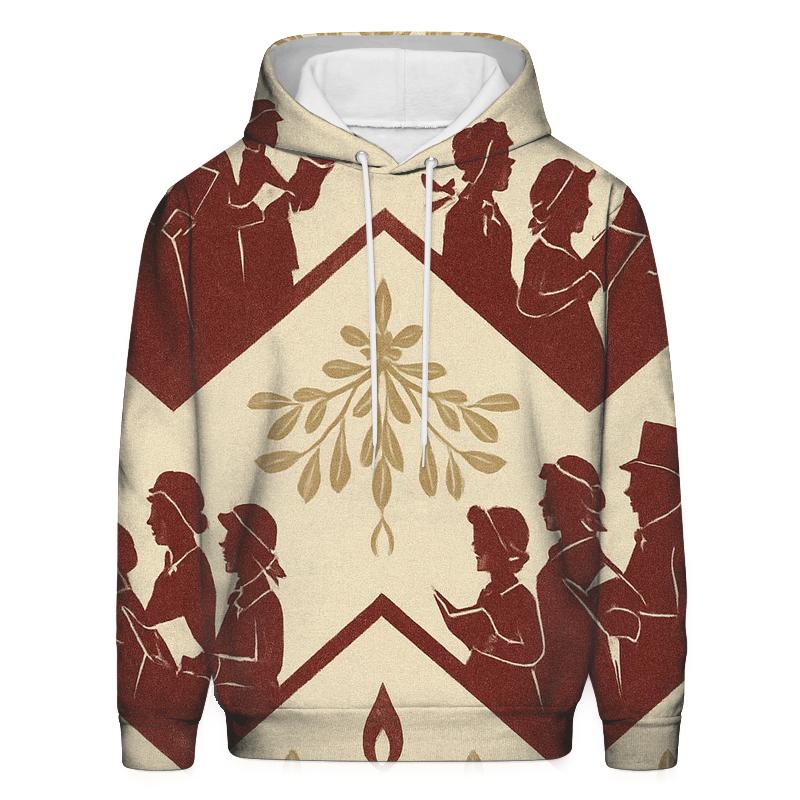 Burgundy Carolers Chevron On Ivory Background pullover hoodies
