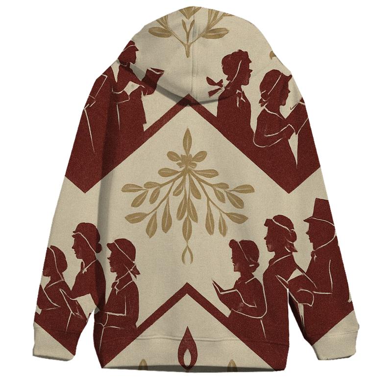 Burgundy Carolers Chevron On Ivory Background pullover hoodies