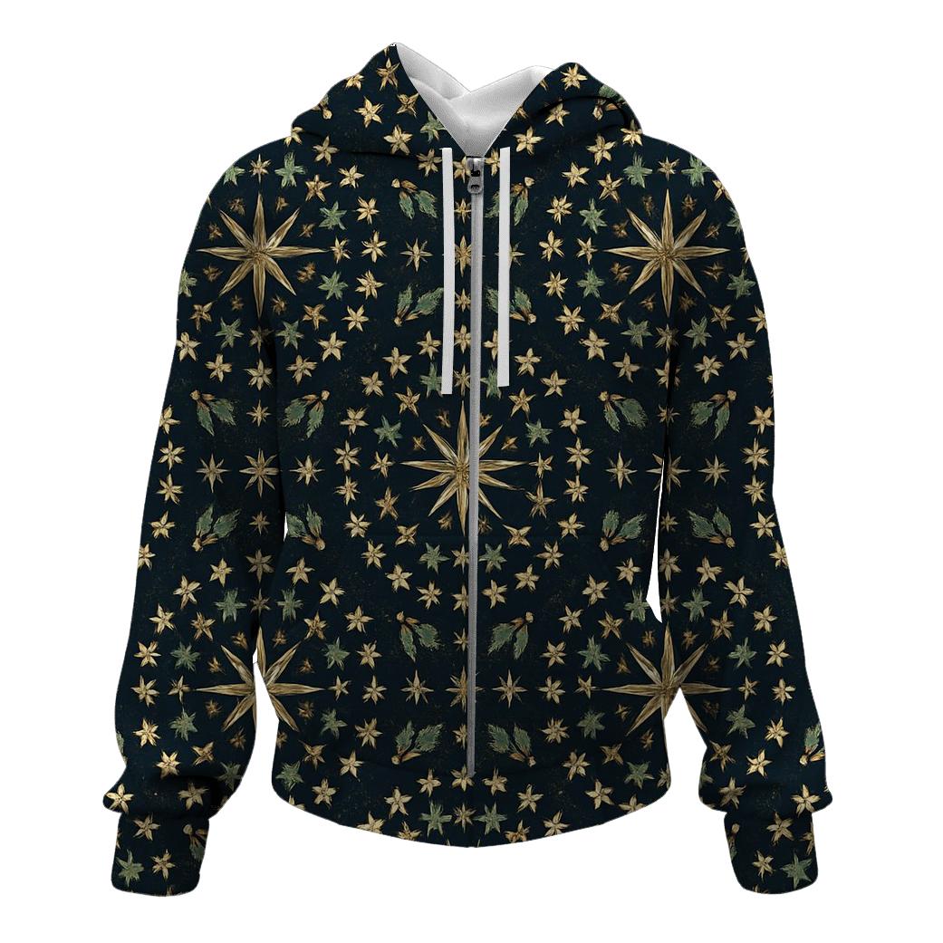 Golden Star Radial On Navy Blue Background premium hoodies