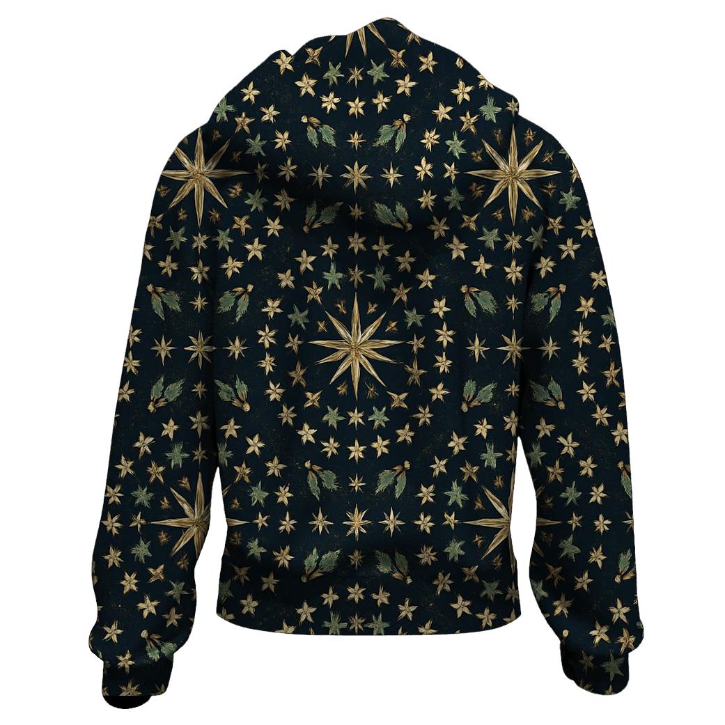 Golden Star Radial On Navy Blue Background premium hoodies