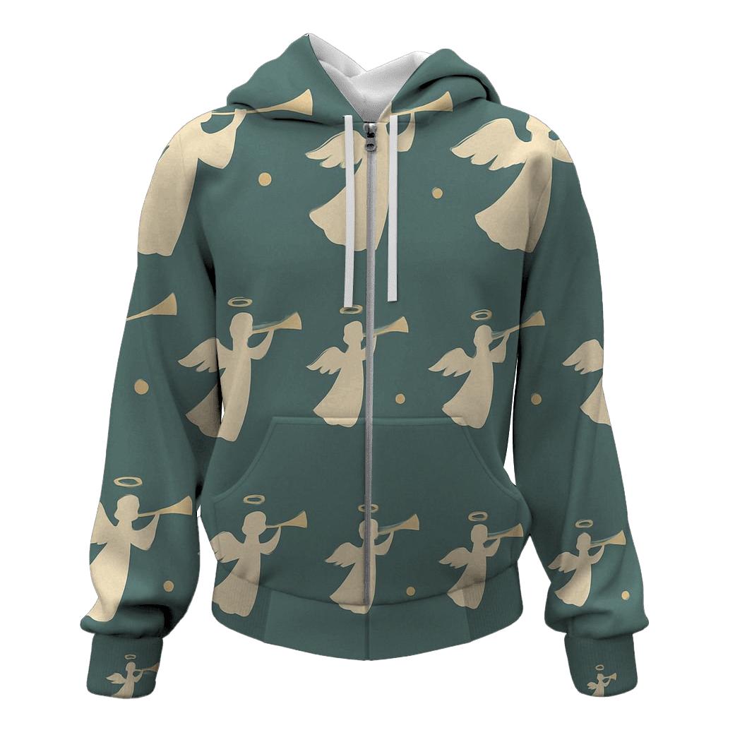 Ivory Angel Motif Progression On Teal Background designer hoodies