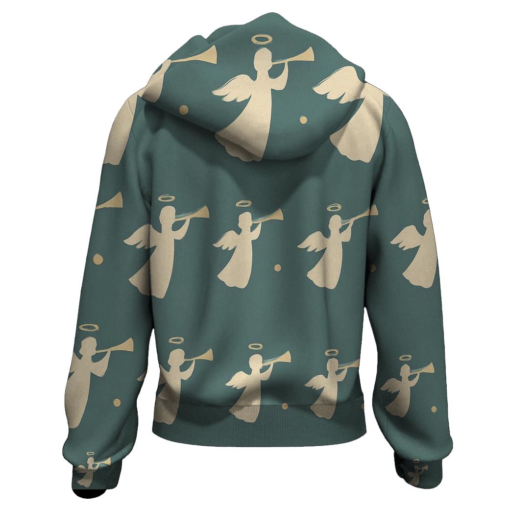 Ivory Angel Motif Progression On Teal Background designer hoodies