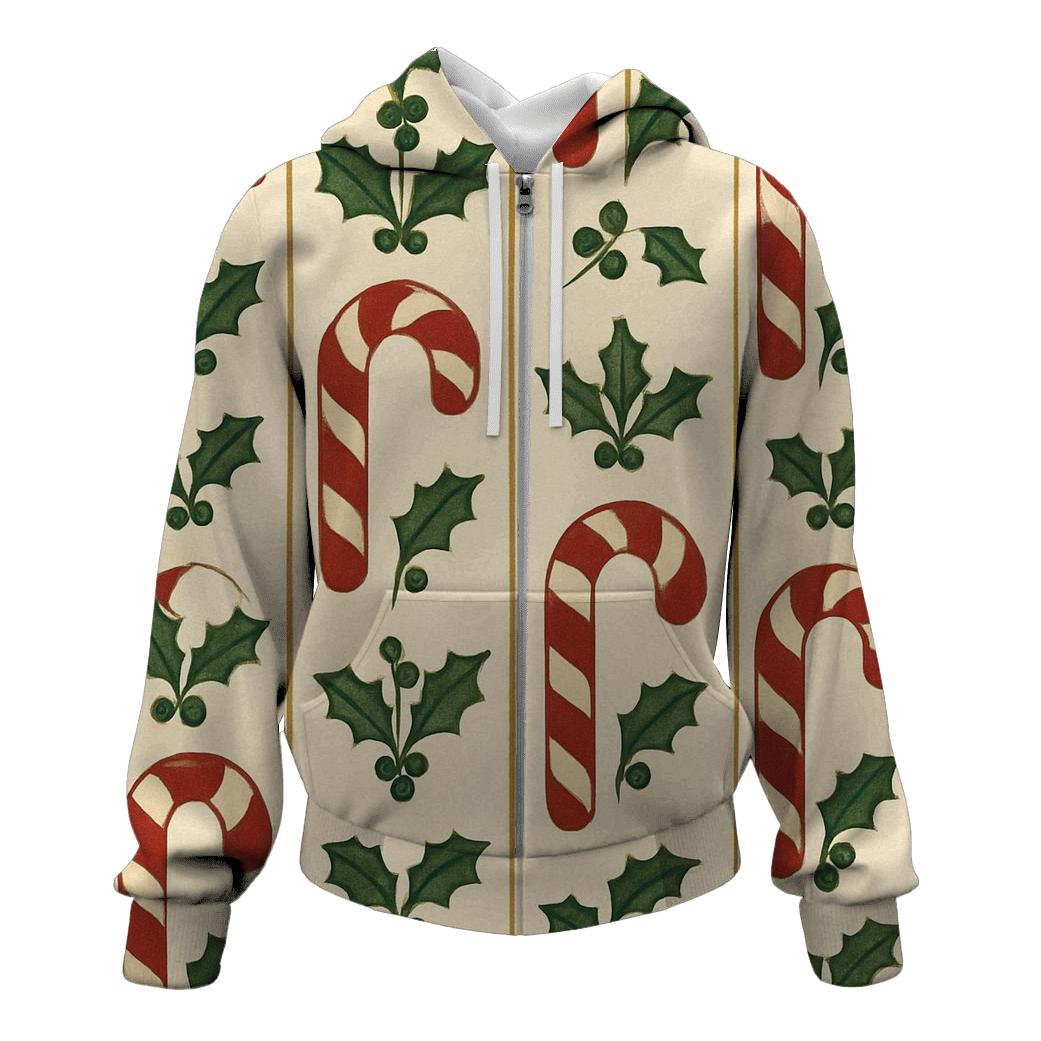 Crimson Candy Cane Stripe On Ivory Background hoodie styles