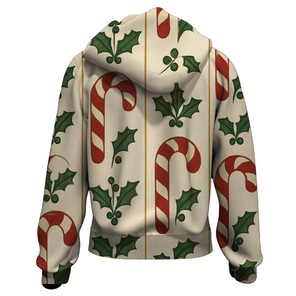 Crimson Candy Cane Stripe On Ivory Background hoodie styles
