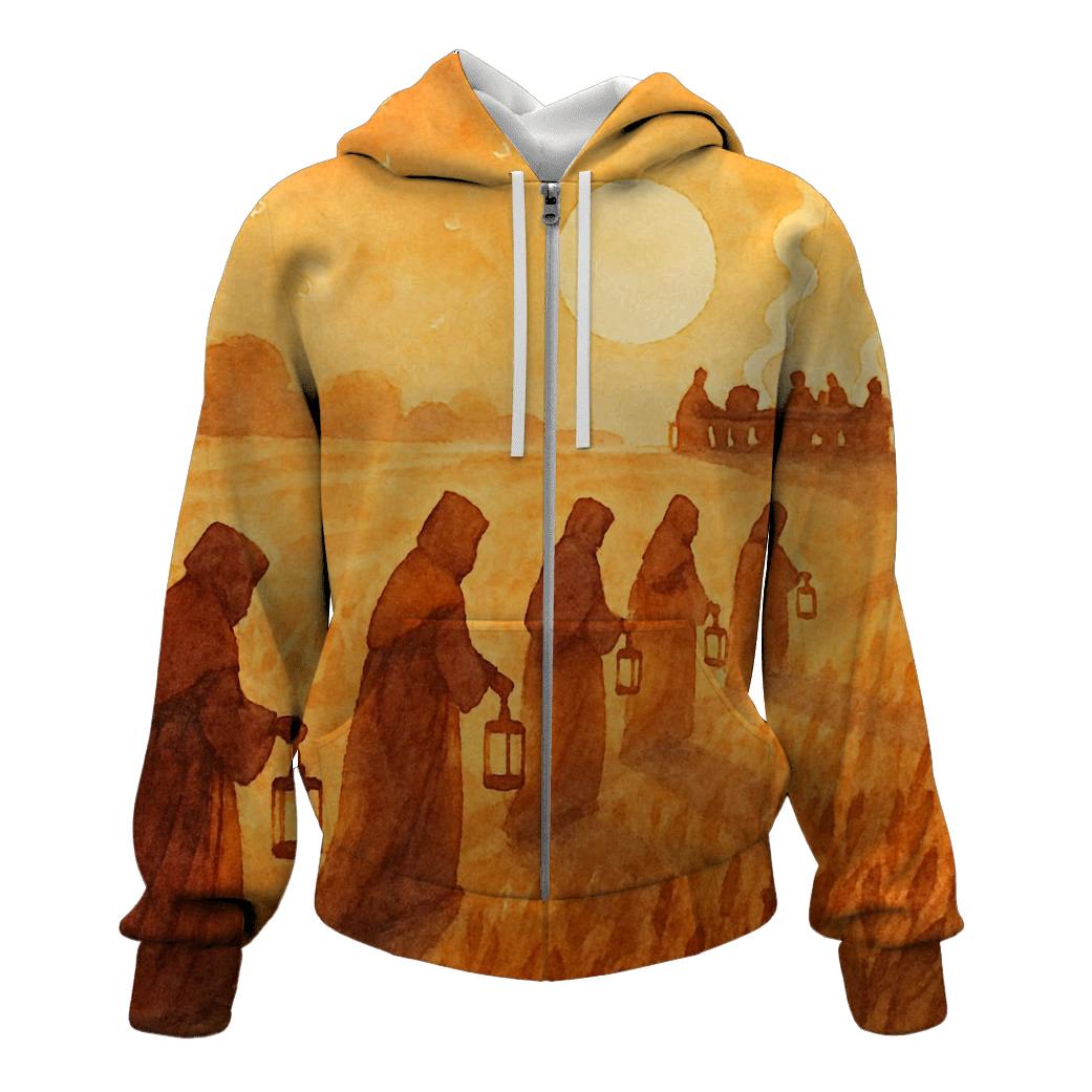 Pilgrim Lantern Procession pullover hoodies