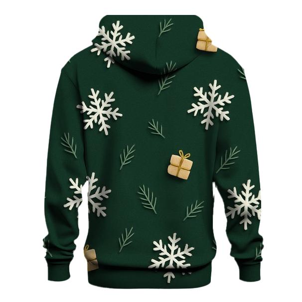 White Snowflake Scatter On Forest Green Background graphic hoodies