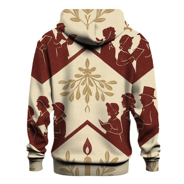 Burgundy Carolers Chevron On Ivory Background lightweight hoodies