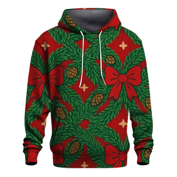 Green Wreath Lattice On Red Background hoodie styles